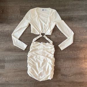 TIGERMIST: White Long Sleeve Ring Dress